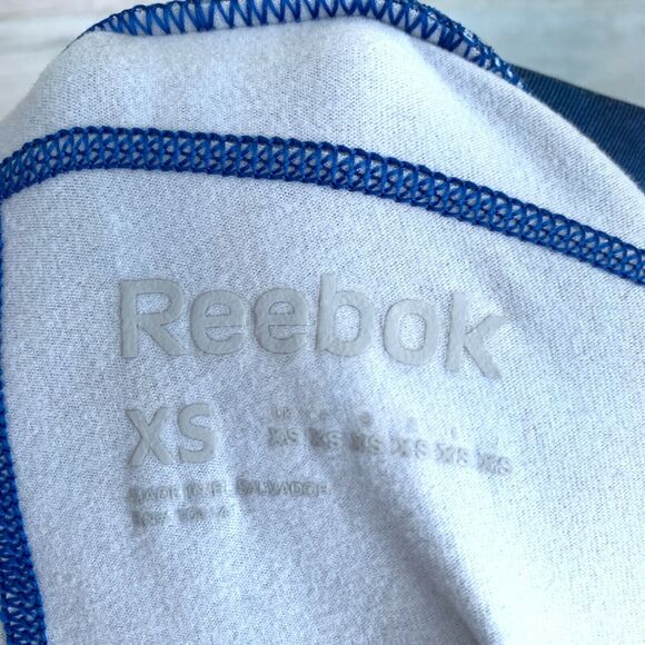 Reebok Mid Rise Running Tights Blue Abstract Print Womens Size XS - Picture 6 of 7